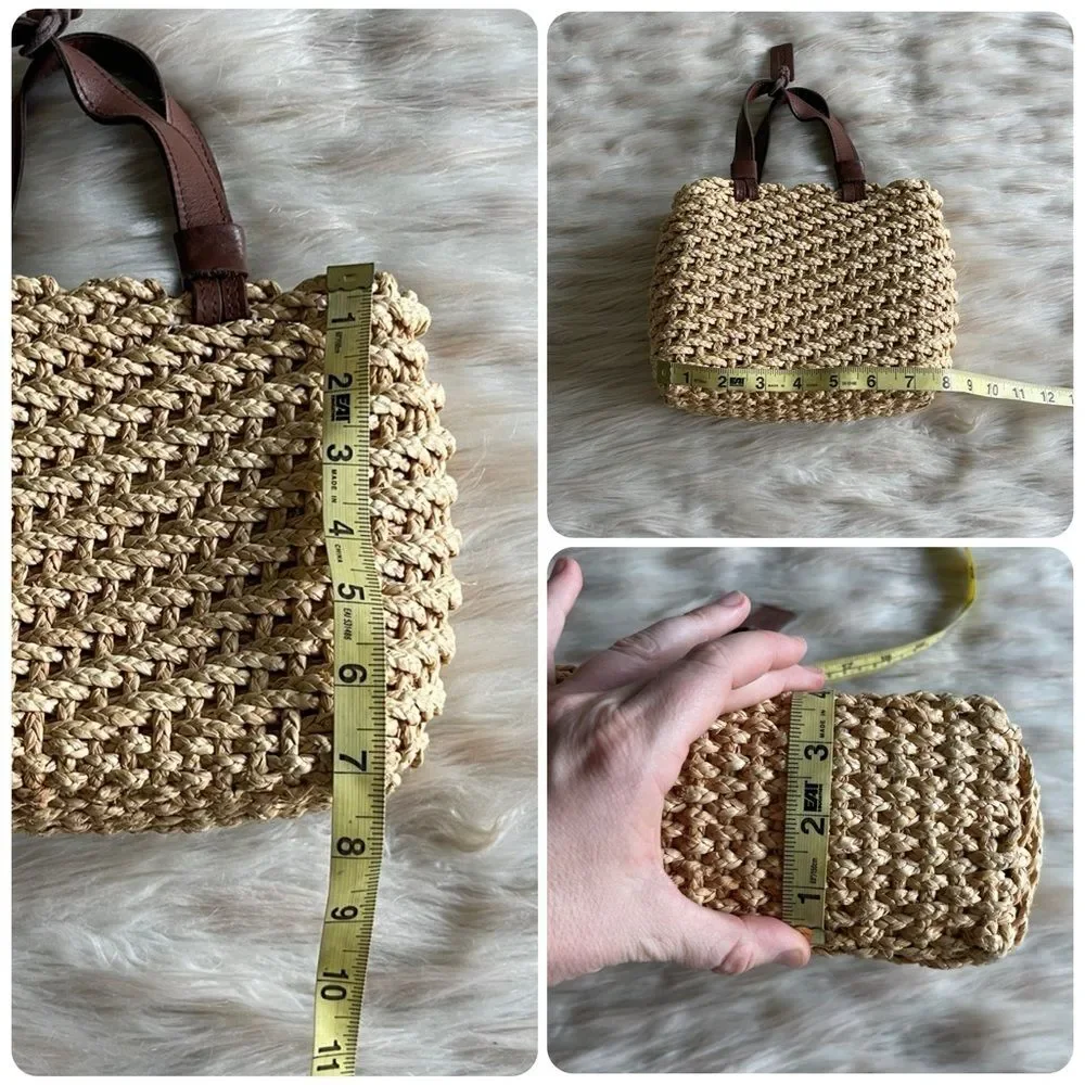 Express Y2K Straw Mini Handbag with Leather Straps